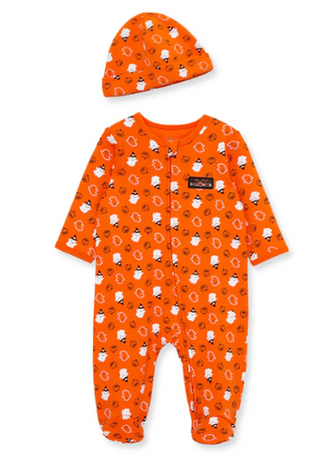 Little Me - Orange Halloween Footie