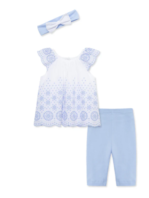 Little Me - Blue Eyelet Set