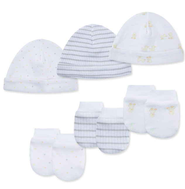 Little Me - Splashy Ducks Hats & Mittens Set