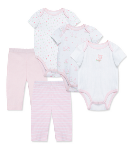 Little Me - Cuddly Bunnies 5PC Bodysuit Set