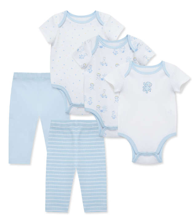 Little Me - Snuggly Safari 5PC Bodysuit Set