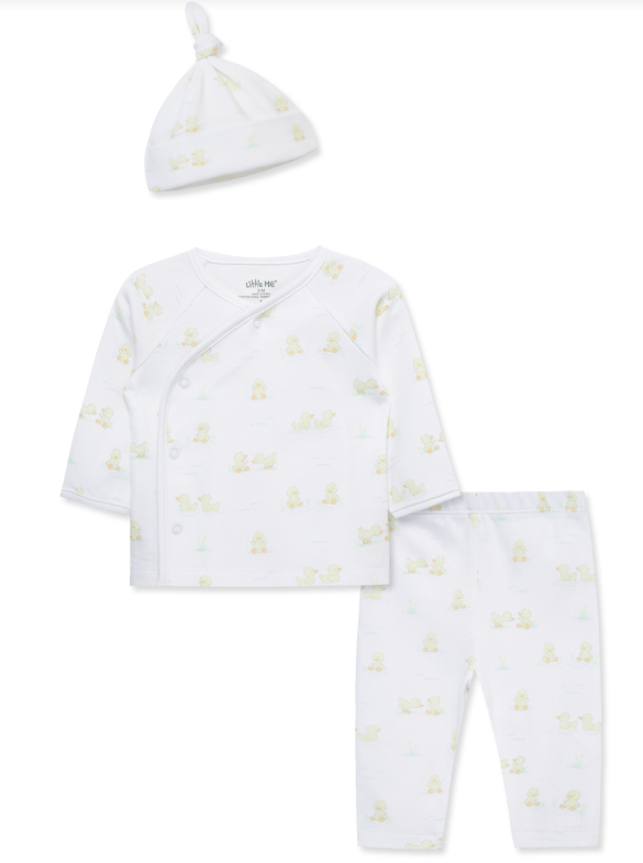 Little Me - Splashy Ducks 3Pc Cardi Set