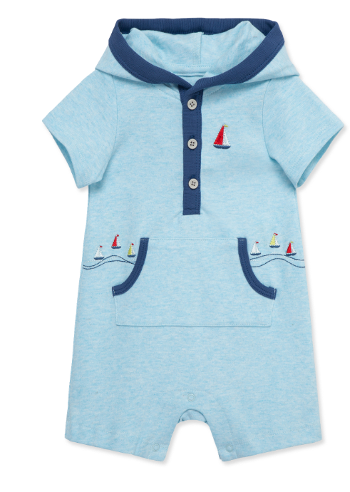 Little Me - Hooded Sailboat Romper