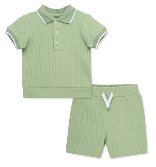 Little Me - Ribbed Polo Set