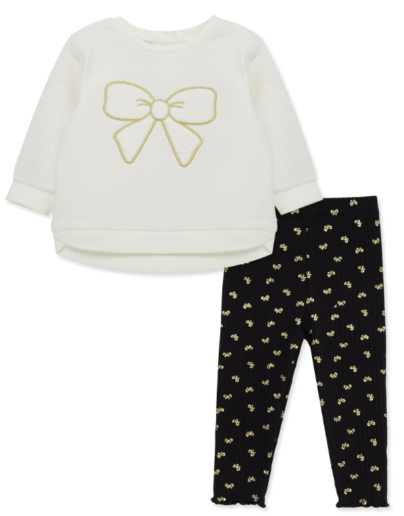 Little Me - Bow Sweatshirt Set