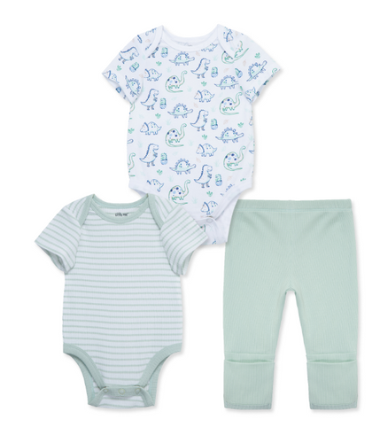 Little Me - Dino Friends 3PC Bodysuit and Pant