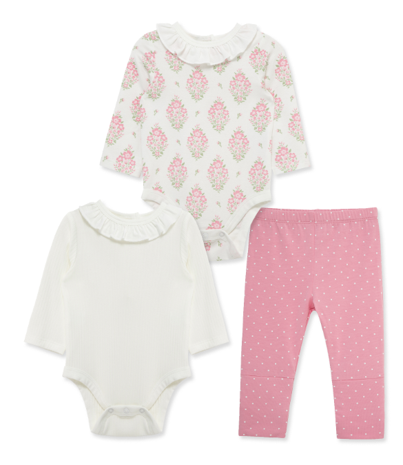 Little Me - 3-PC Bodysuit Set Floral Flame
