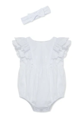 Little Me - White Eyelet Woven Bubble