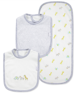 Little Me - Safari 3 Pack Bib/ Burp Set