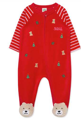 Little Me - Teddy Bear Holiday Velour