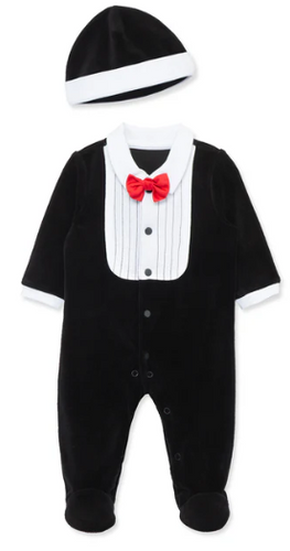 Little Me - Velvet Tuxedo Footie