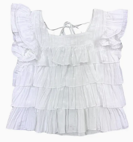 Ml Kids - White Tiered Ruffled Top