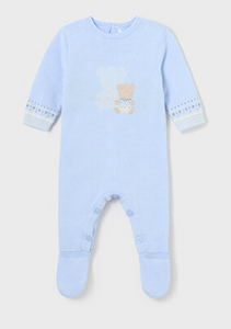Mayoral- Blue Tricot Romper with Bears