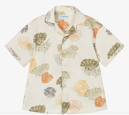 Mayoral -  SS Button  Down Leaf Print