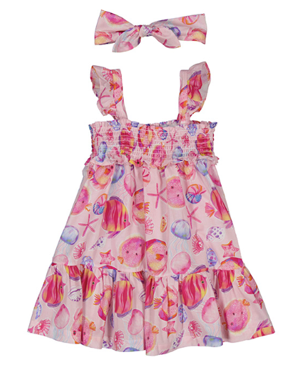 Mayoral - Smocked Printed Under the Sea Dress