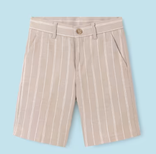 Mayoral- Striped Linen Bermuda Suiting Short