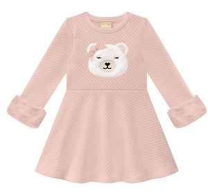 Milon - Pink Quilted Fuzzy Bear Dress