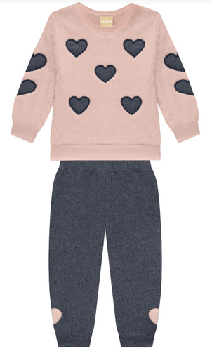 Milon - Pink Heart Sweatshirt + Leggings  Set