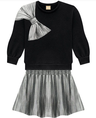 Milon - Black Sweatshirt + Metallic Skirt Set