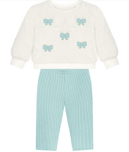 Milon - Furry Embroidered Sweatshirt + Pant Set