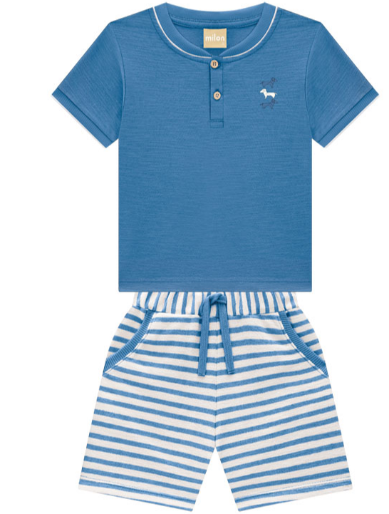 Milon - Boy Blue + Striped Short Set