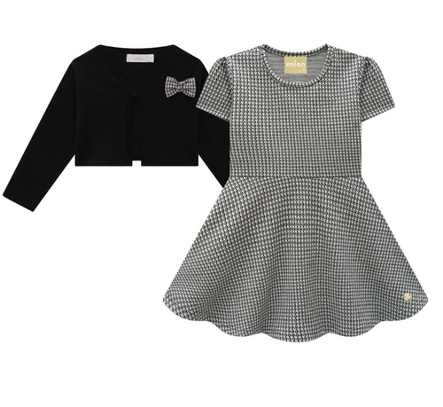 Milon - Houndstooth Dress and Jacket Knit Set
