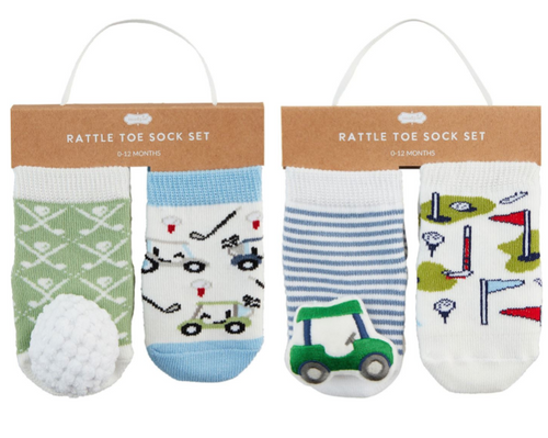 Mud Pie- Golf Ball Rattle Toe Sock Set