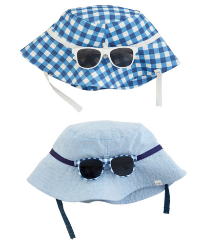 Mud Pie - Blue Hat and Sunglass Set