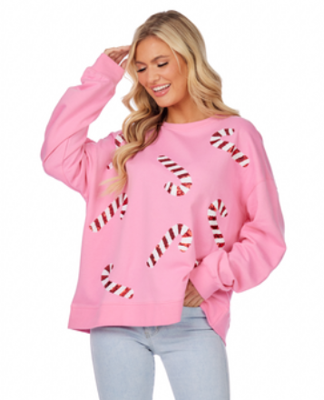 Mud Pie - Pink Candy Cane WOMEN'S Sweatshirt