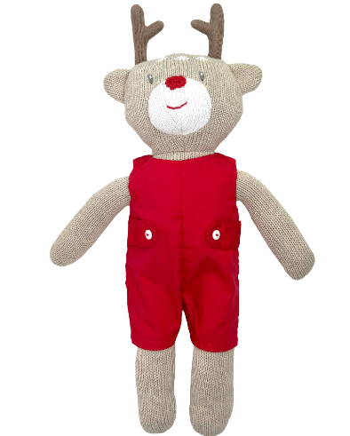 Petit Ami -Stuffed Reindeer in Red Romper