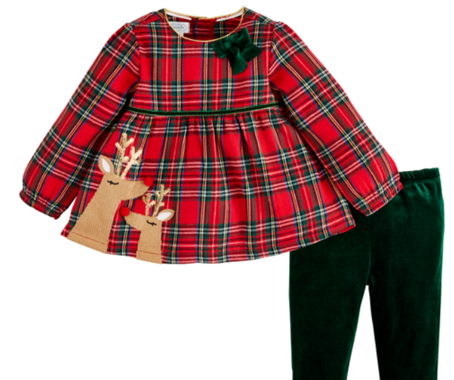 Mud Pie- Tartan Reindeer Set