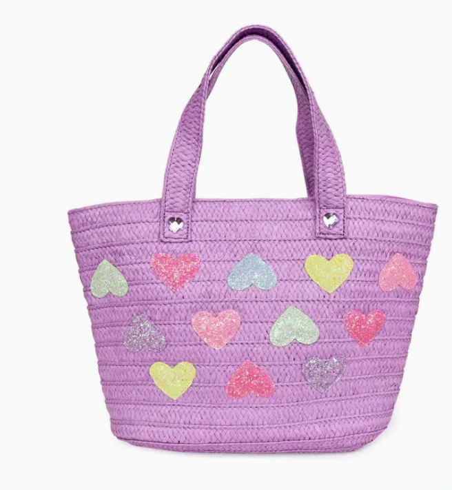 OMG ACCESSORIES - Heart Patched Purple Tote