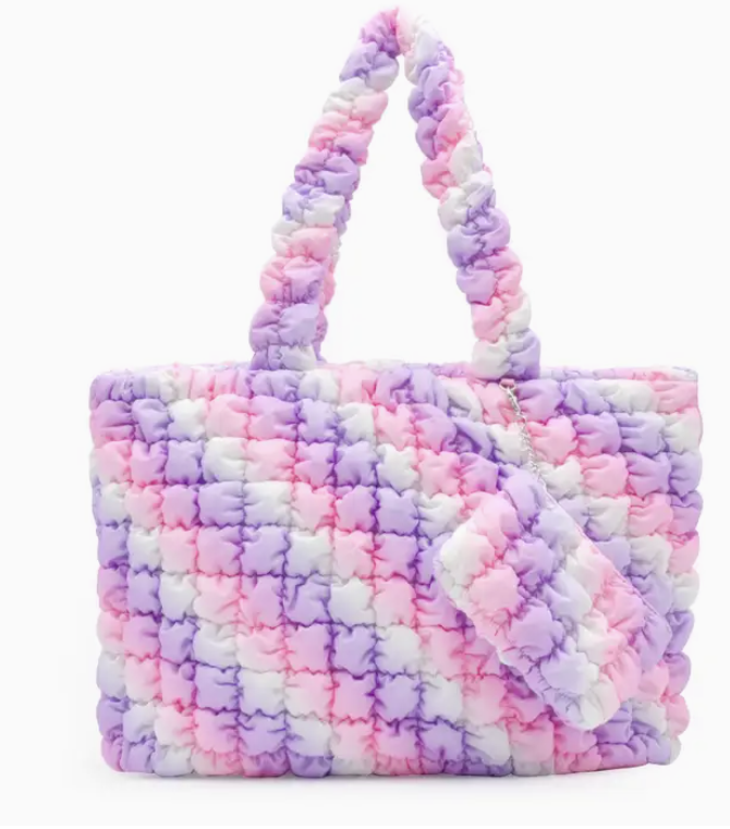 OMG ACCESSORIES - Puffy Tote Bag w/ Coin Purse