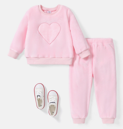 Pat Pat -Fuzzy  Pink Heart Lounge Wear Set