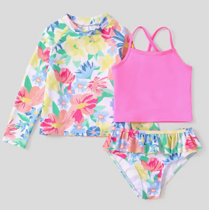 PatPat - 3 Piece Floral Swimsuit