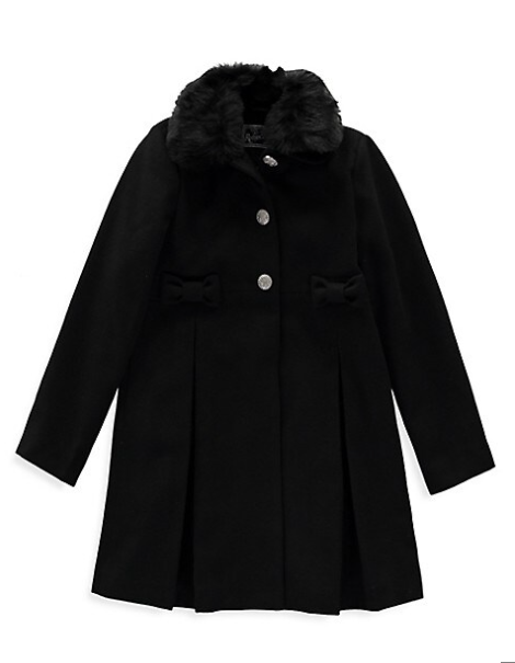 Rothschild Girl's Coat with Faux Fur Collar