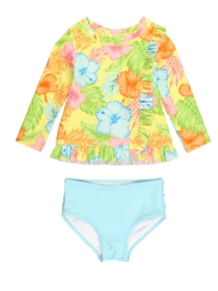 Ruffle Butts - Happy Hula Rash Guard Swim Set