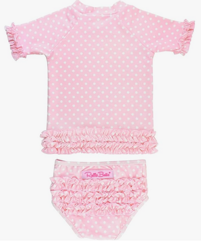 Ruffle Butts  - Pink Polka Dot Bathing Suit