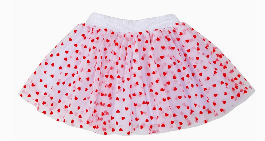 Sparkle Sisters - Velvet Red Hearts on White Tutu