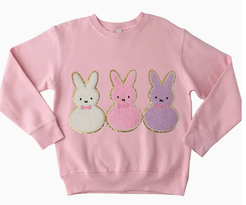 Sparkle Sisters - Chenille Bunny Trio Sweatshirt