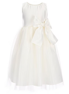 Sweet Kids - Satin Dress with Pearls and Bow (More Colors)