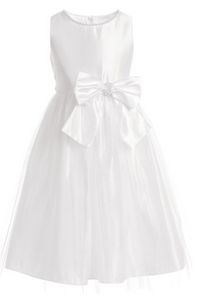 Sweet Kids - Satin Dress with Pearls and Bow (More Colors)