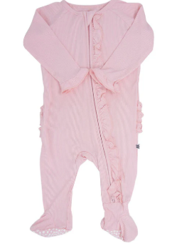 Sweet Bamboo - Perfect Pink Ribbed Ruffle Footie