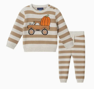 Andy & Evan - Pumpkin & Stripes 2 pc Set