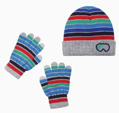 Andy & Evan - Stripe Hat and Glove Set