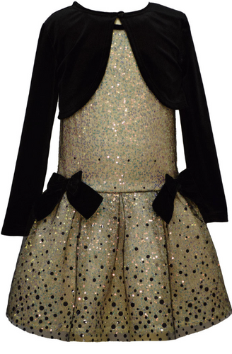 Bonnie Jean - Cardi Over Sequin Dress