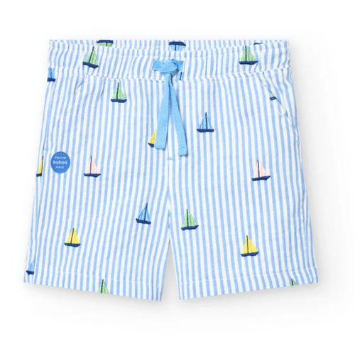 Boboli - Poplin Sailboat Bermuda Shorts