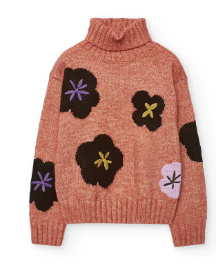 Boboli- Rust Floral Sweater 442213