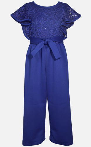 Bonnie Jean - Royal Blue lace Top Jumpsuit