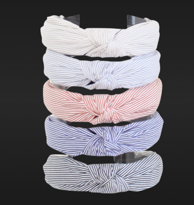 Bows Art -  Striped Seersucker Knot  Headband